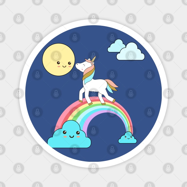 Unicorn and moon Magnet by grafart